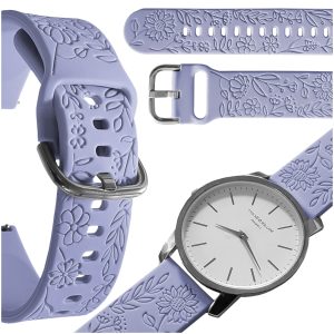 Pasek Blossom do smartwatch'a Amazfit GTS 2 3 4 2e 42mm 2e mini Neo Zepp E Circle Square (Lawendowy)