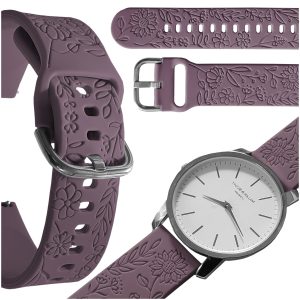 Pasek Blossom do smartwatch'a Samsung Galaxy Watch 4 5 6 40mm 42mm 46mm Classic Pro (Śliwkowy)